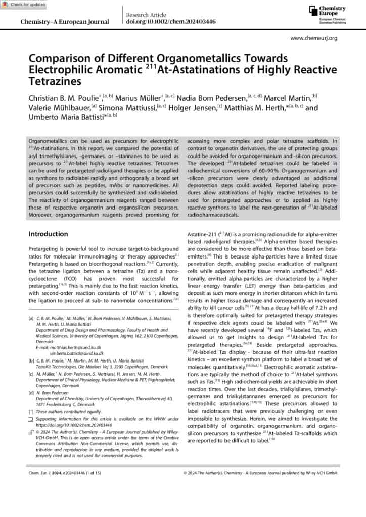 🔬 New Publication on the Astatination of Tetrazines