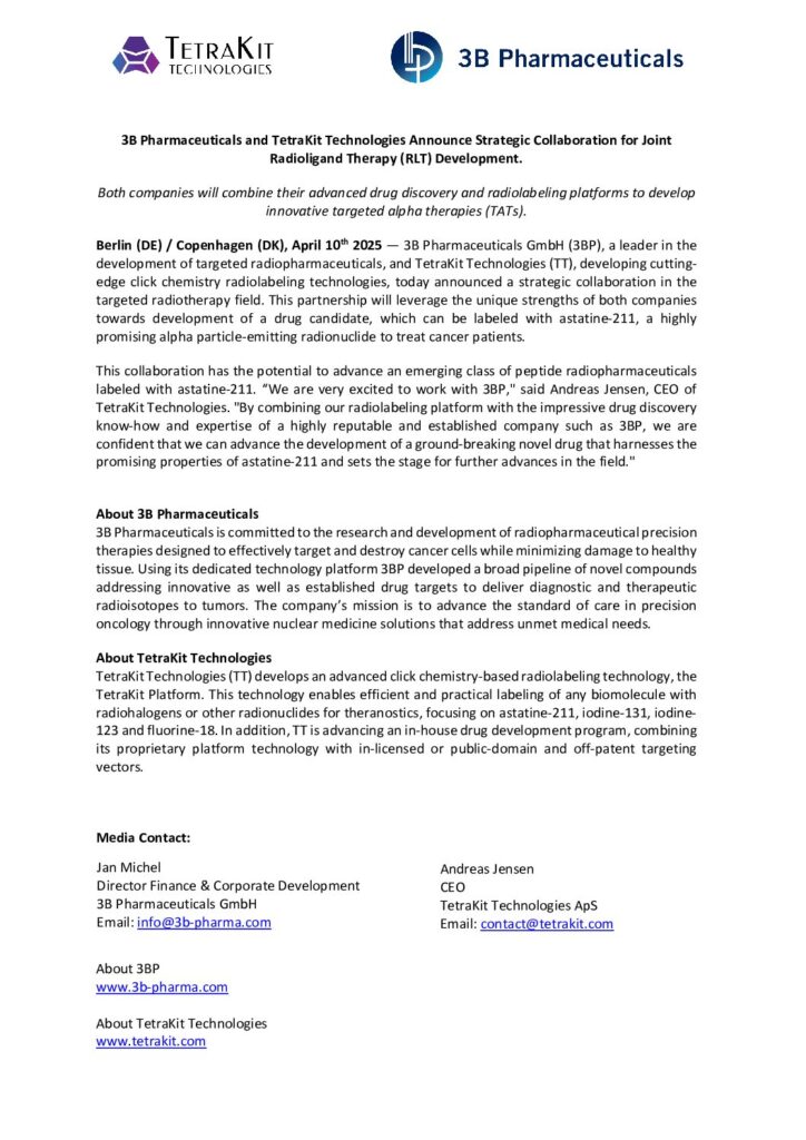 Strategic collaboration with 3B Pharmaceuticals